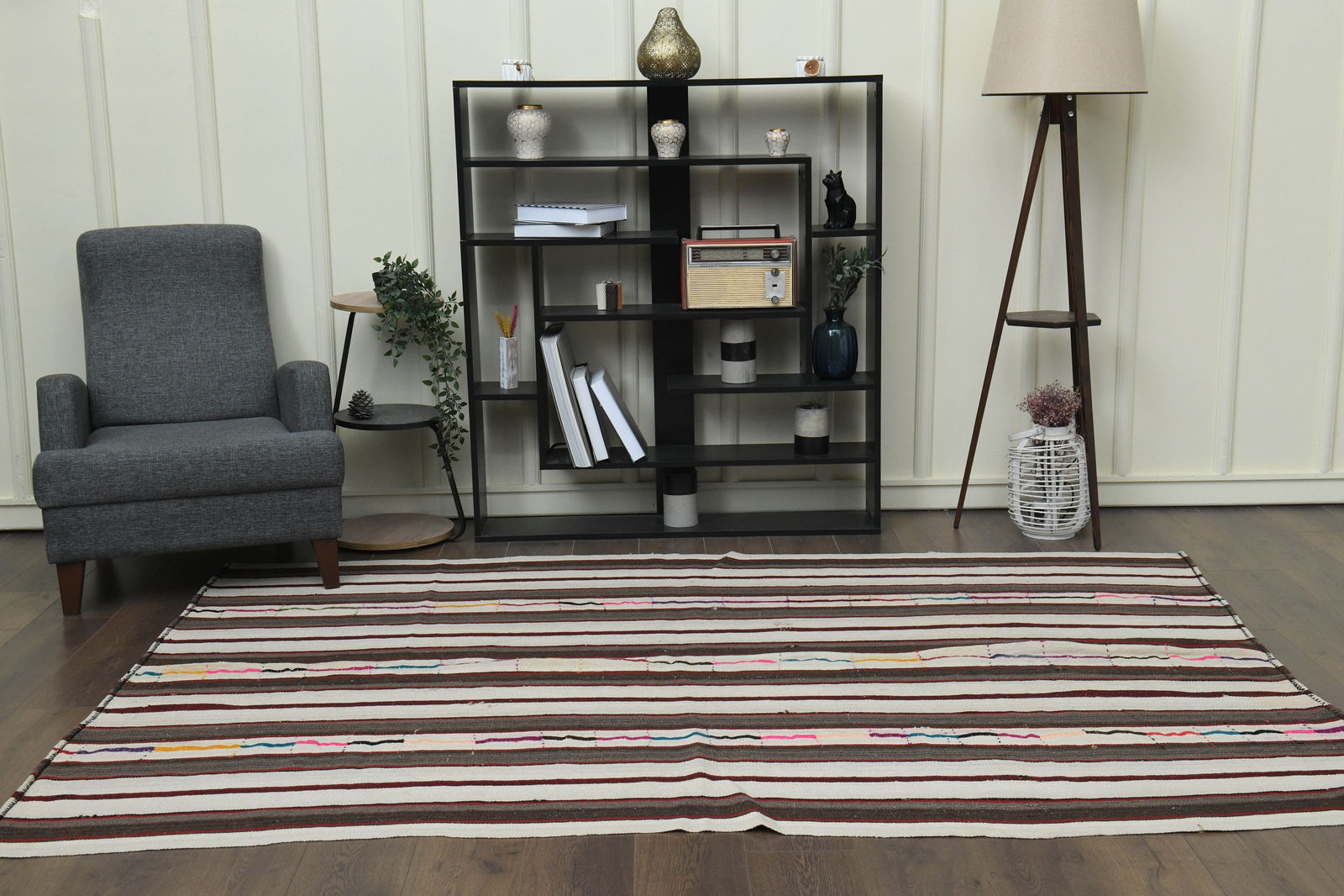 6'2x8'5 ft, STRIPED KILIM RUG, Turkish Area - 5