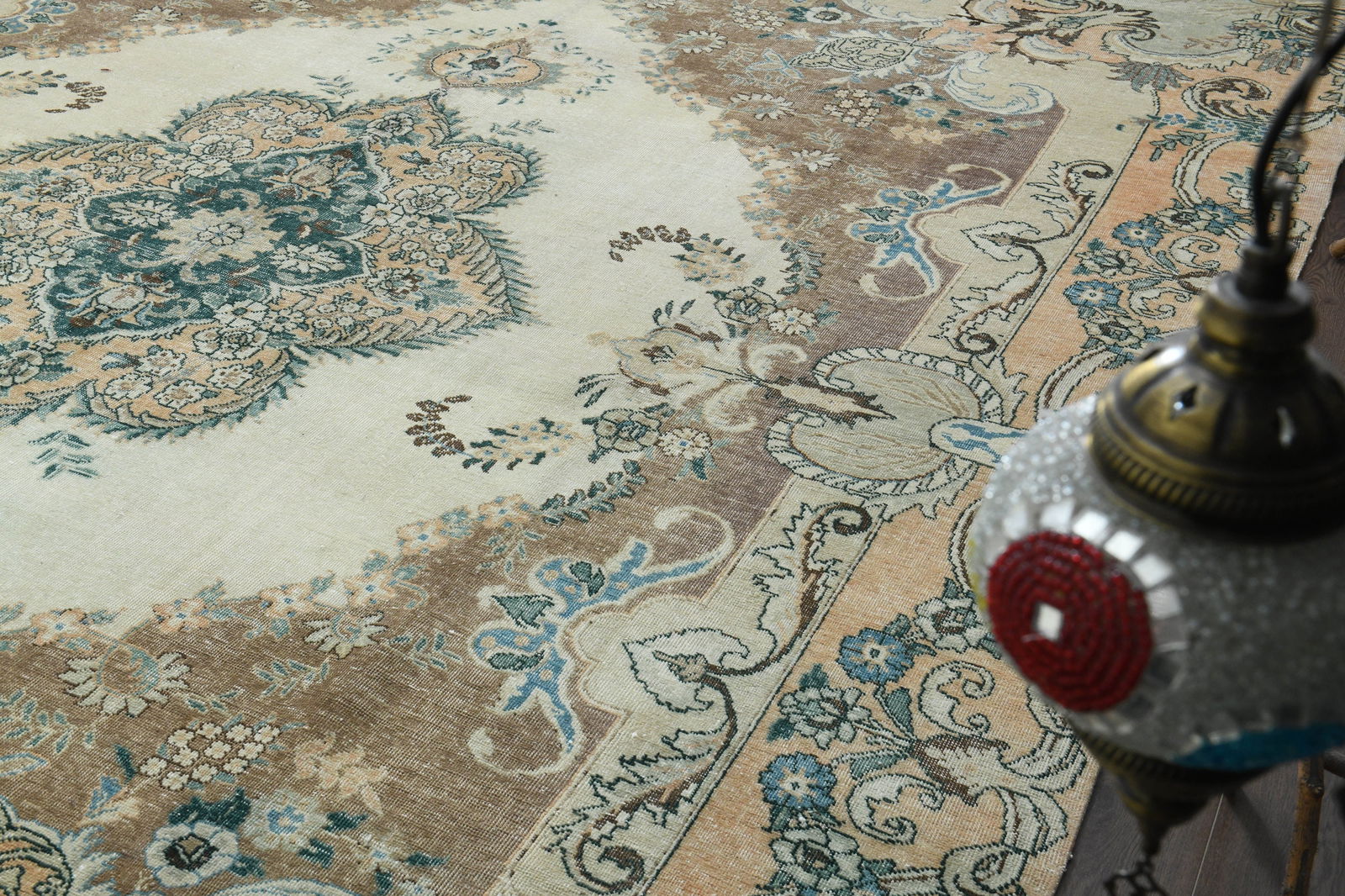 9'7x12'8 ft, BEIGE FLORAL RUG - 5