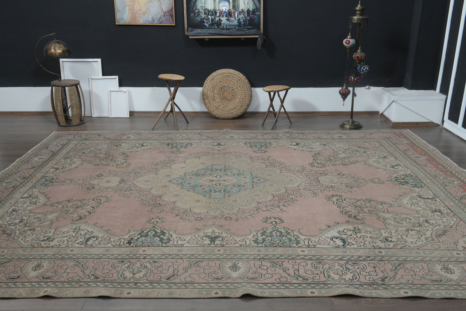 9'5x12'8 ft, PINK PERSIAN RUG - 3