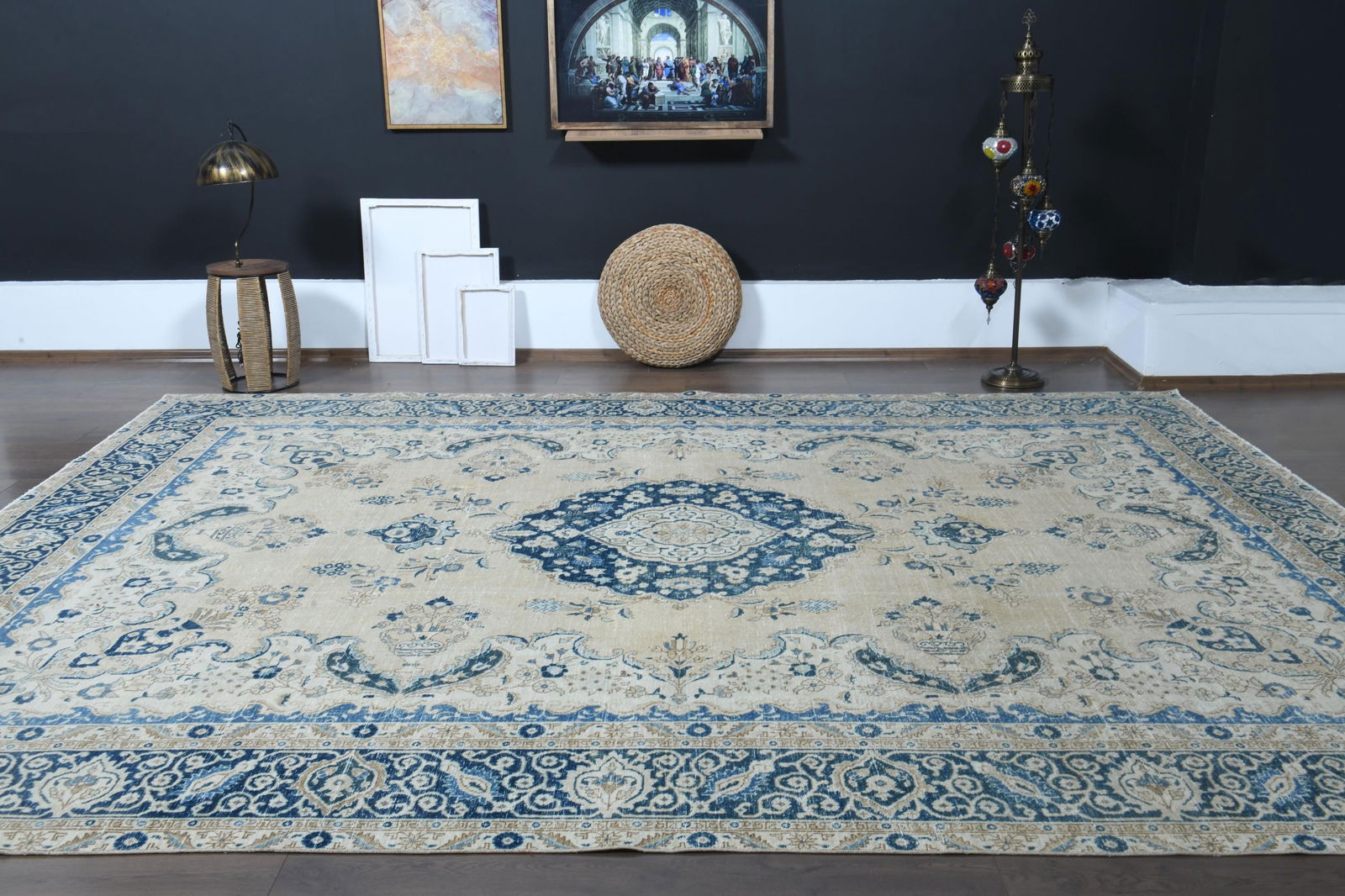 10.7x11.4 ft, ORANGE VINTAGE RUG - 9