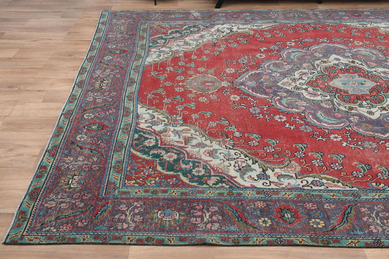 9.5x12.7 ft, Persian Rug, Pink Modern Rug - 7
