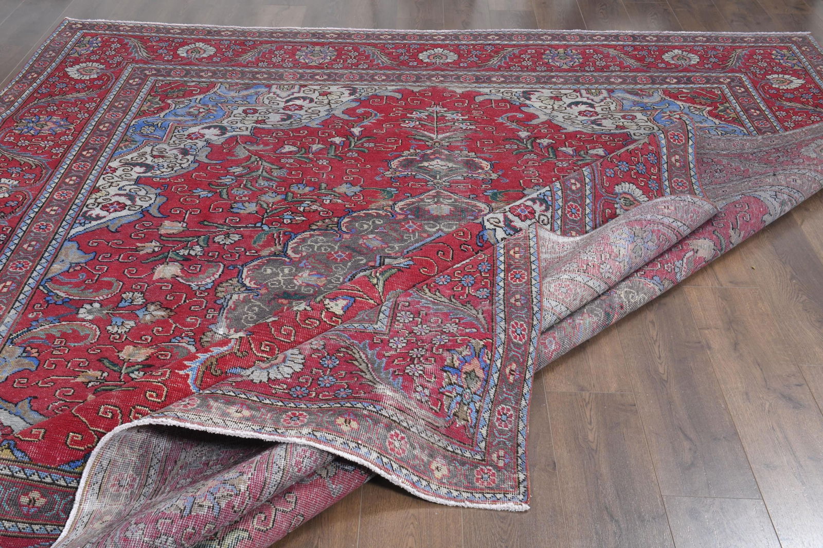 9'7x12'4 ft, RED MINIMALIST RUG - 4