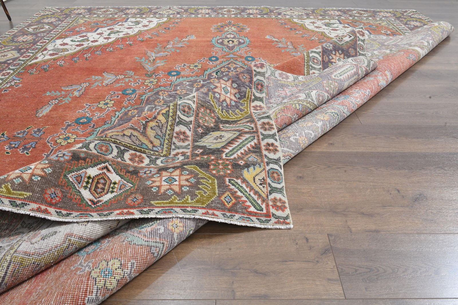 9.6x11.9 ft, ORANGE PALACE RUG - 4