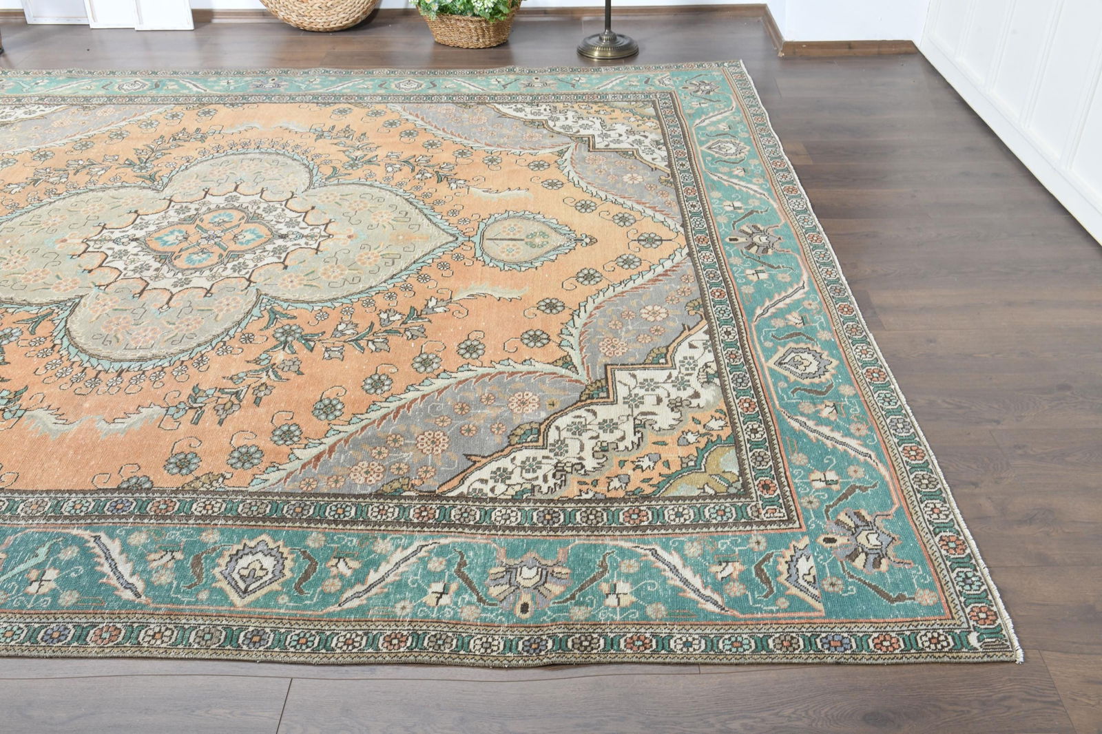 9'1x11'3 ft, ORANGE PERSIAN RUG - 6