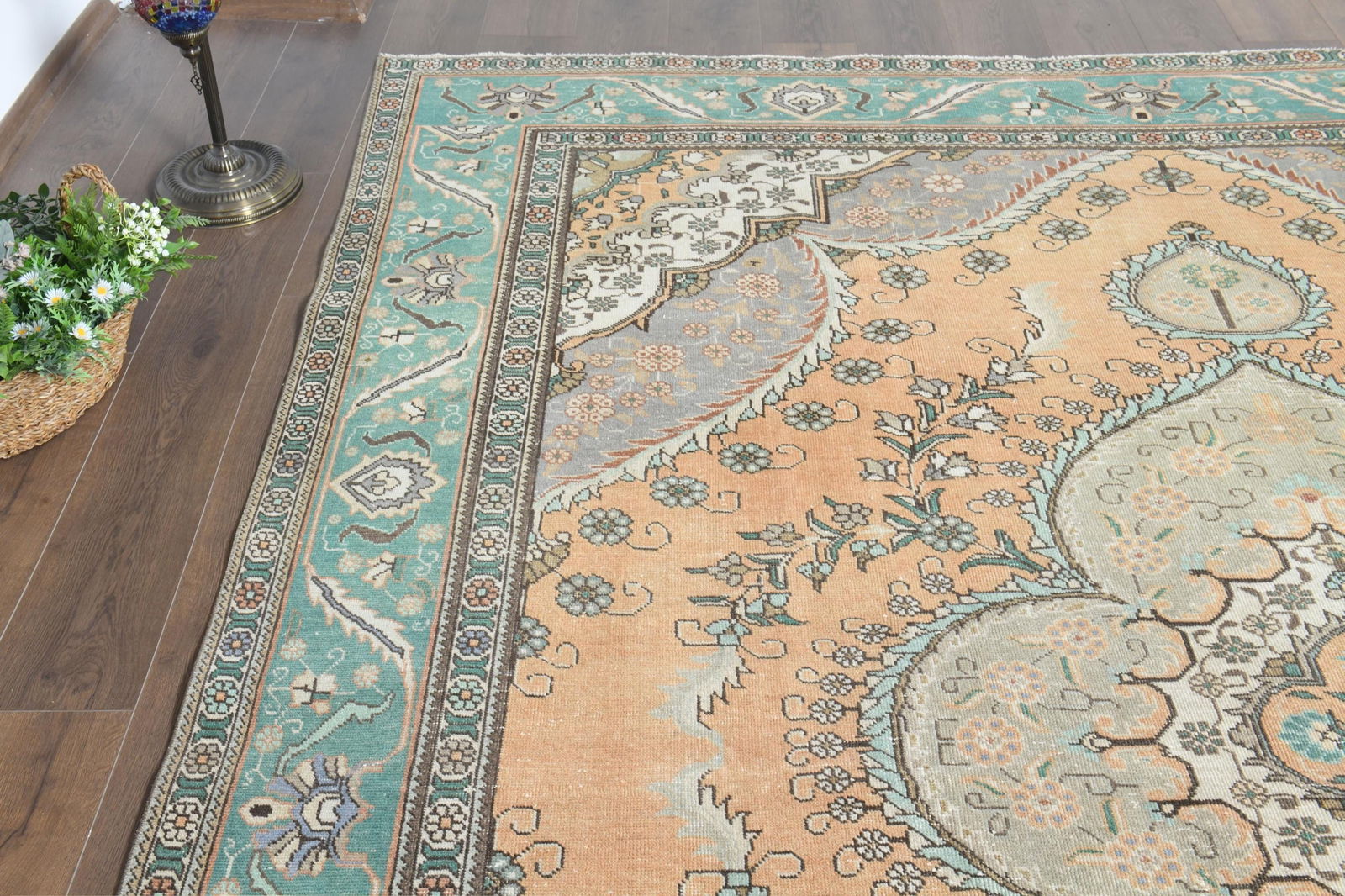 9'1x11'3 ft, ORANGE PERSIAN RUG - 7