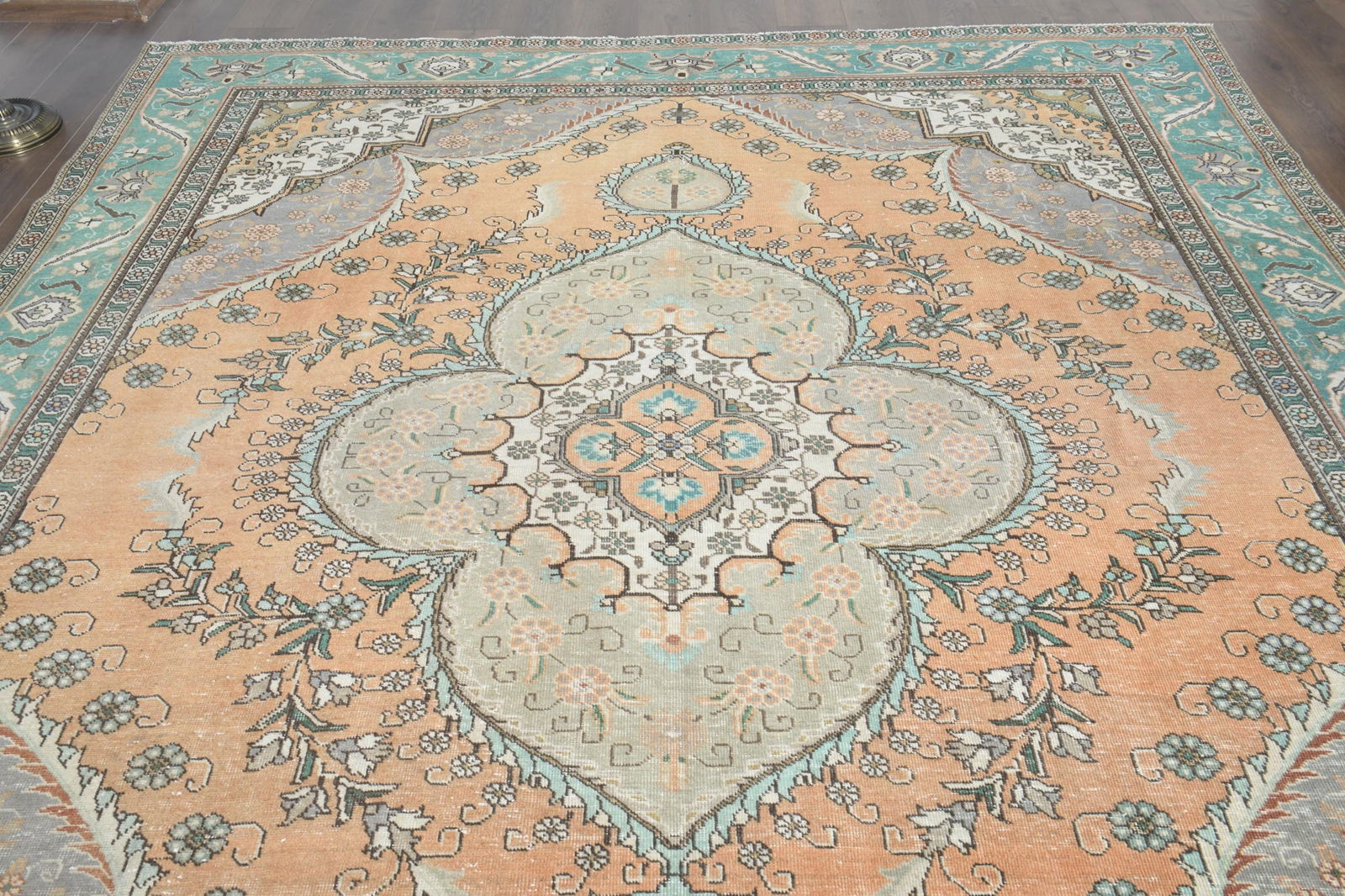 9'1x11'3 ft, ORANGE PERSIAN RUG - 8