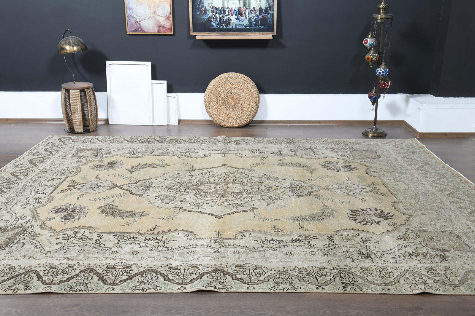 8'7x12'3 ft, PERSIAN OVERSIZED RUG, Orange Beige - 9