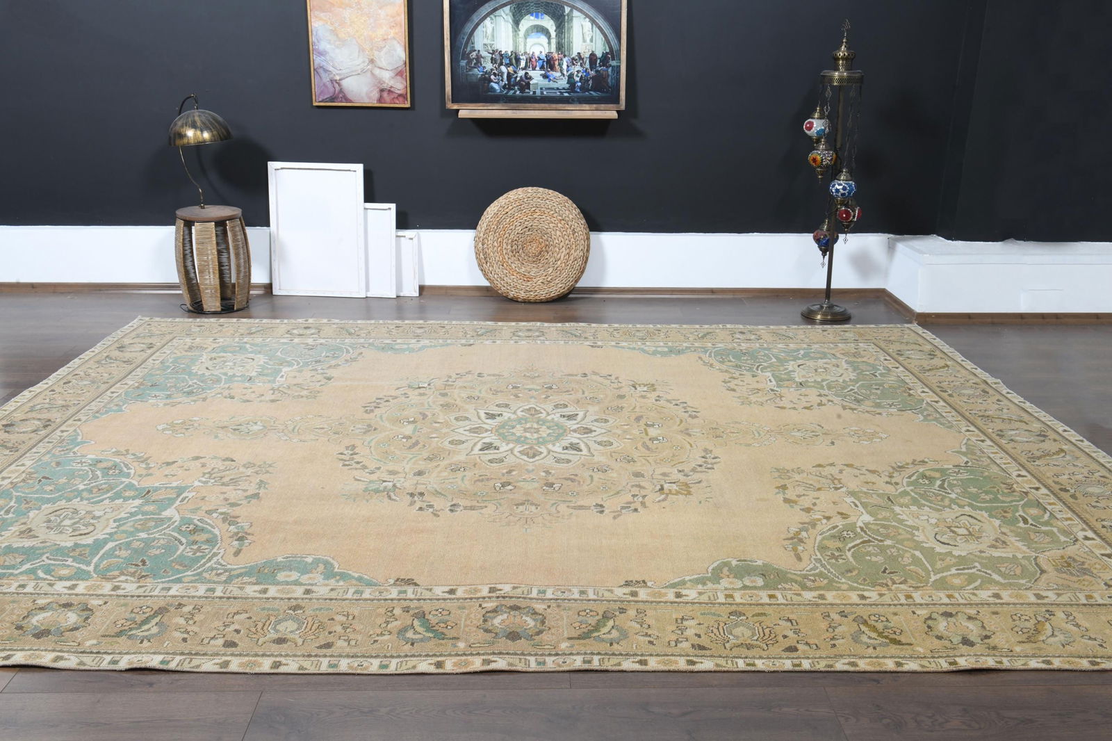 9'4x13 ft, OVERSIZED ORANGE BLUE, Minimalist Decor, Area Rug - 9