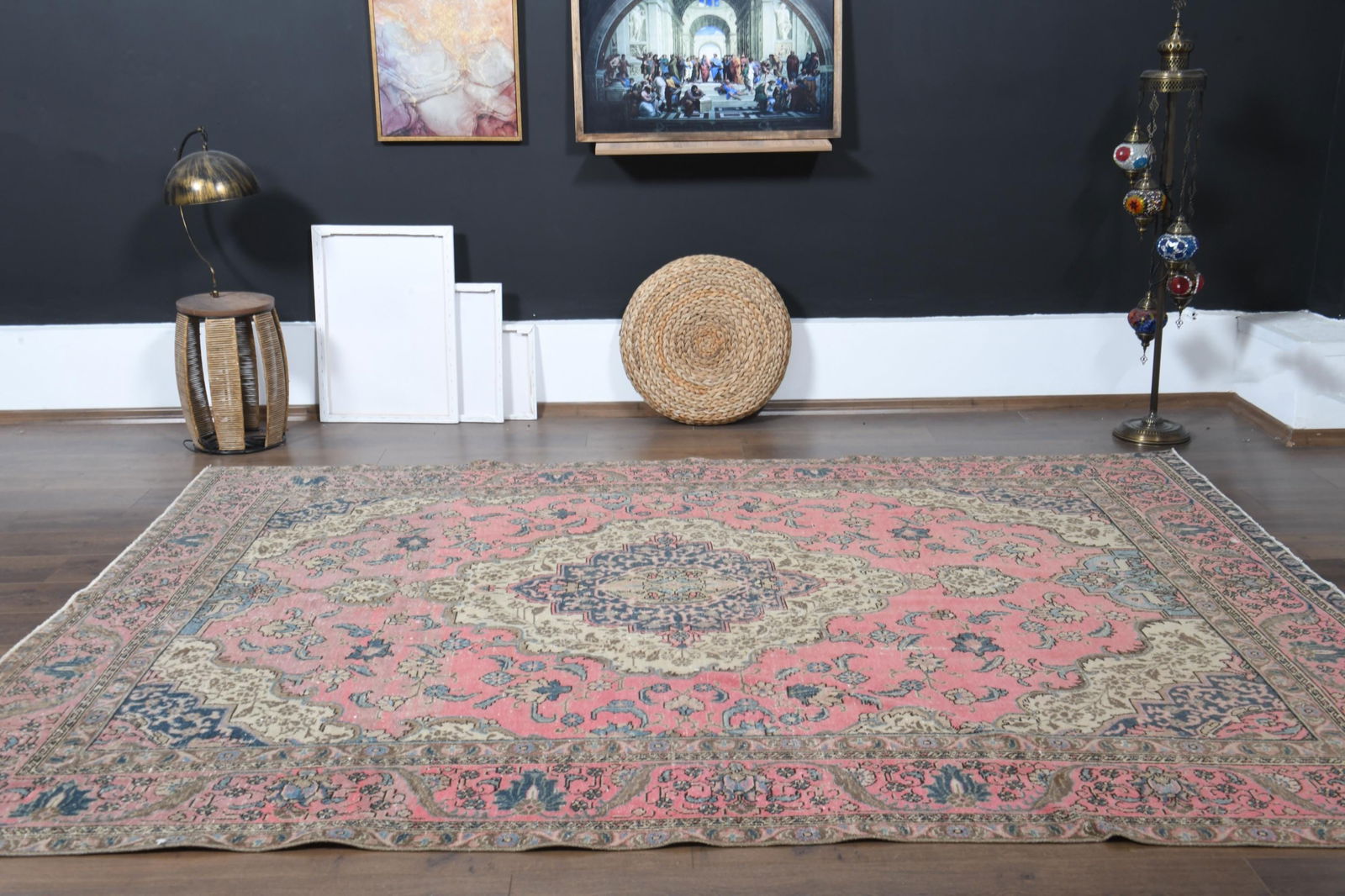 7'3x10'3 ft, OVERSIZED PINK BLUE, Minimalist Decor, Area Rug - 9