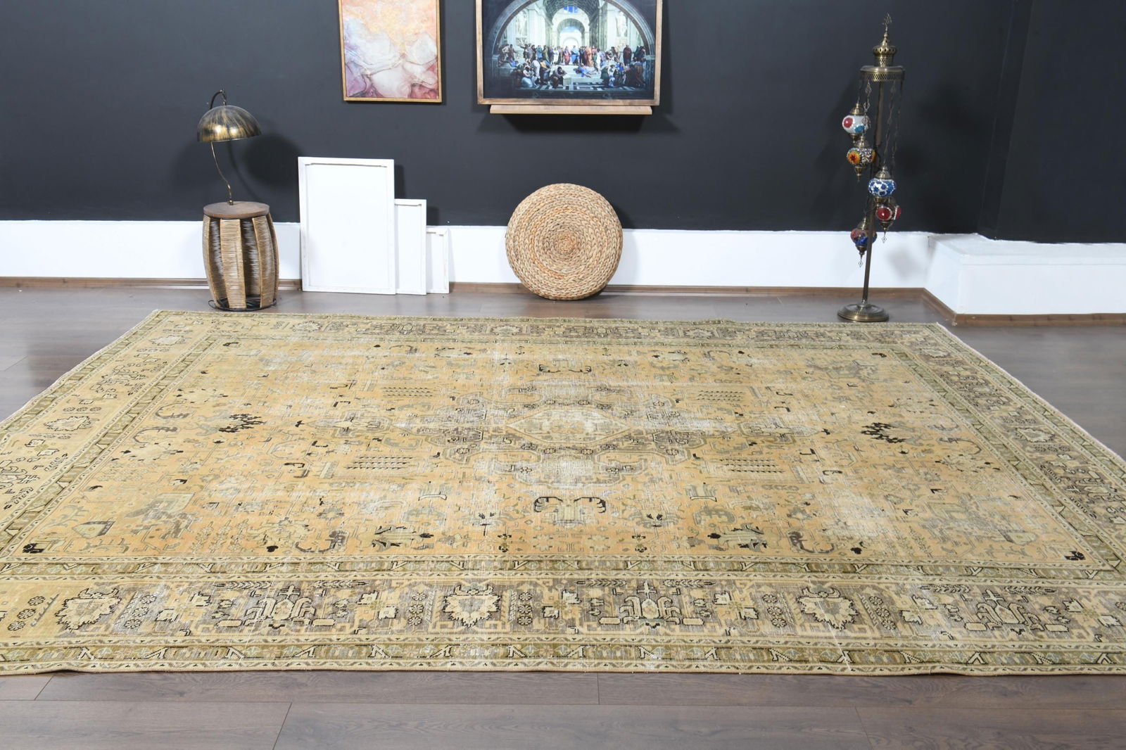 9'3x12'7 ft, PERSIAN ORANGE RUG, Oversized Antique - 9