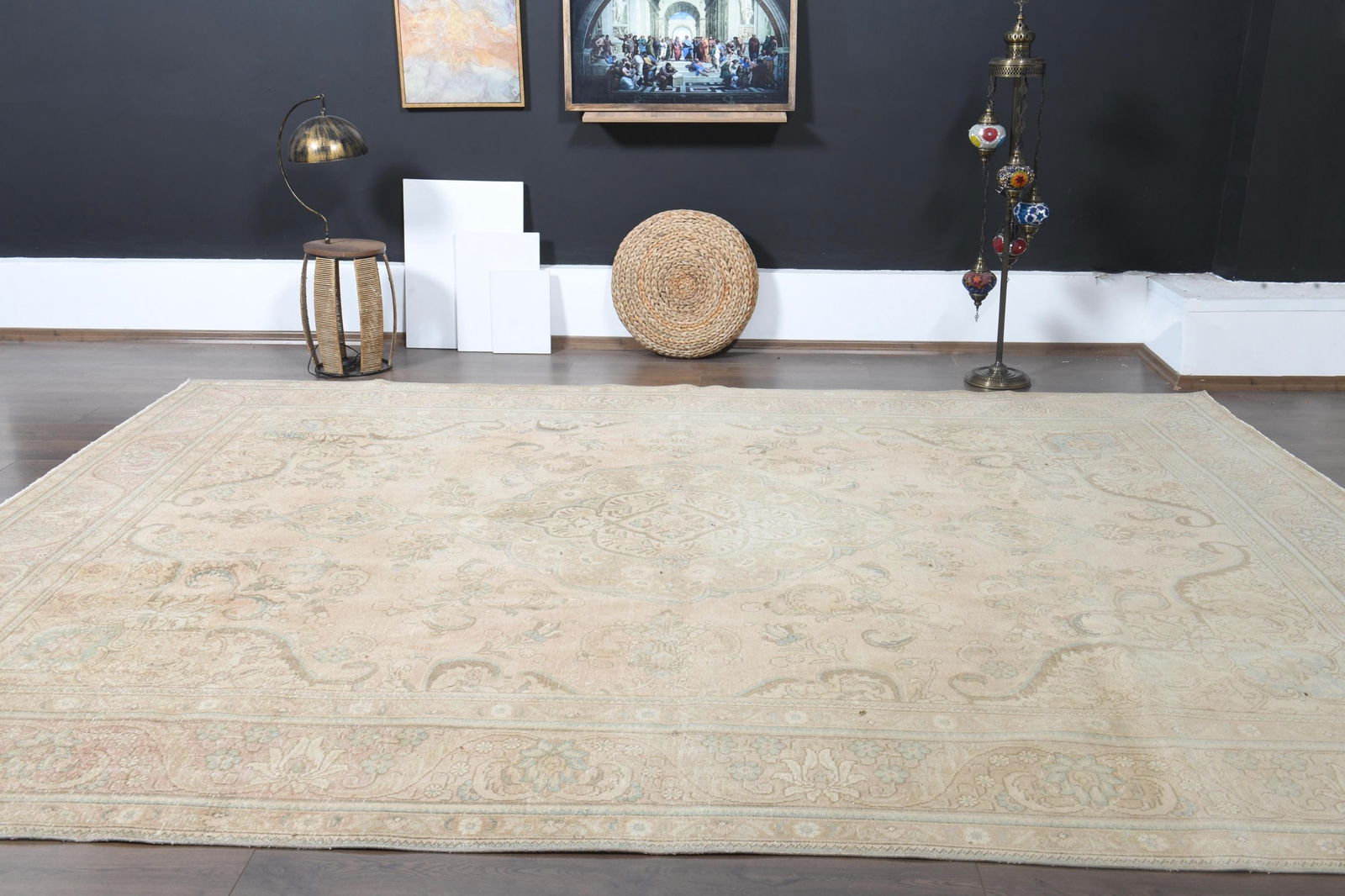 9'4x12'8 ft, ORANGE MINIMALIST RUG, Oversized - 9