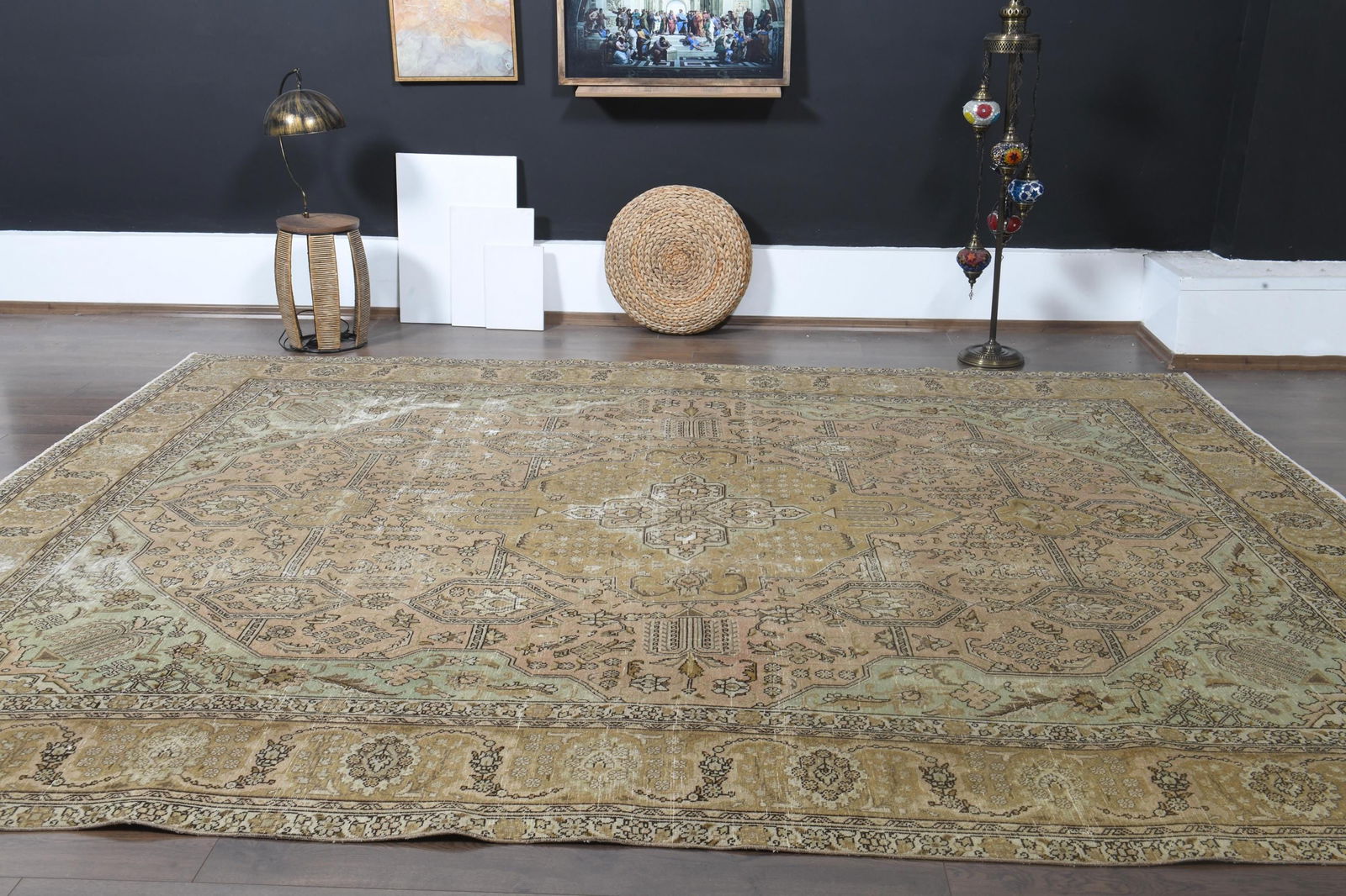 9'6x12'3 ft, OVERSIZED ORANGE BROWN, Minimalist - 9