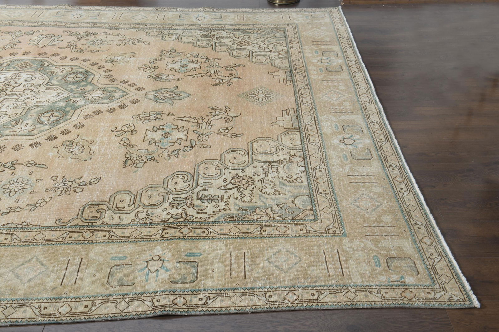 9'7x12'7 ft, PERSIAN OVERSIZED RUG, Orange Green - 7