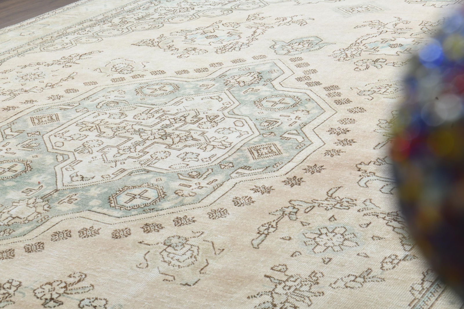 9'7x12'7 ft, PERSIAN OVERSIZED RUG, Orange Green - 8