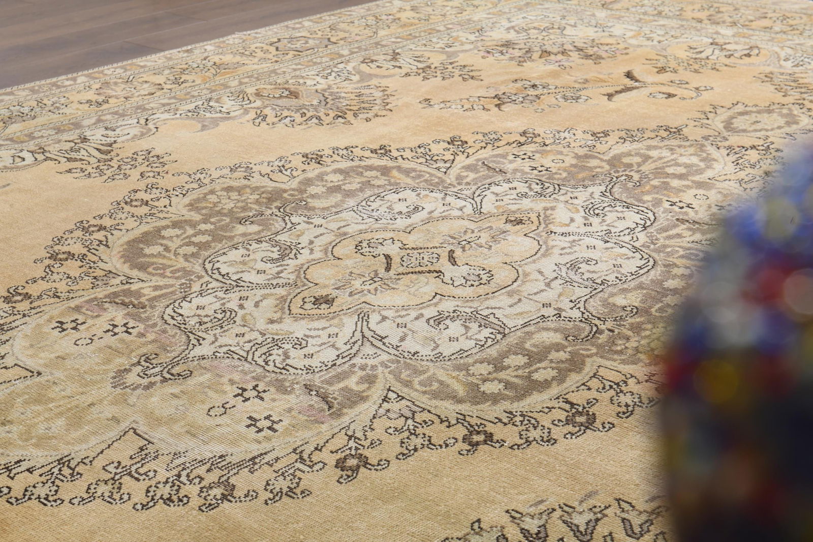 9'5x12'7 ft, ORANGE PERSIAN RUG, Vintage Handmade - 6