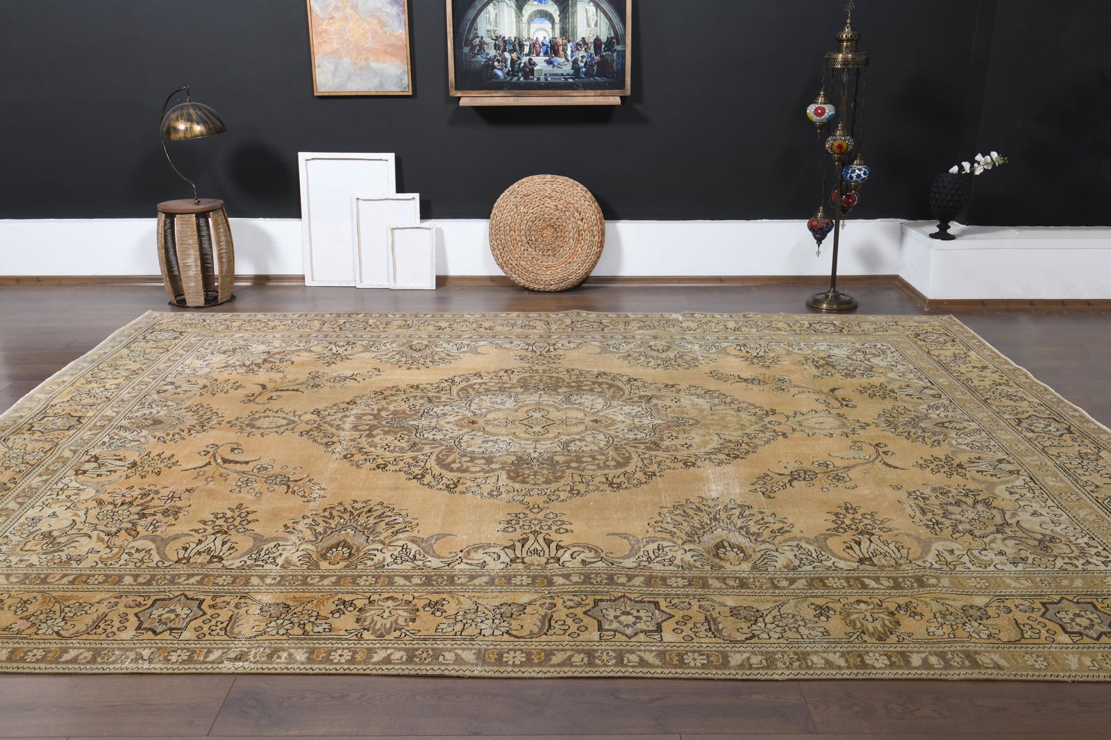 9'5x12'7 ft, ORANGE PERSIAN RUG, Vintage Handmade - 9