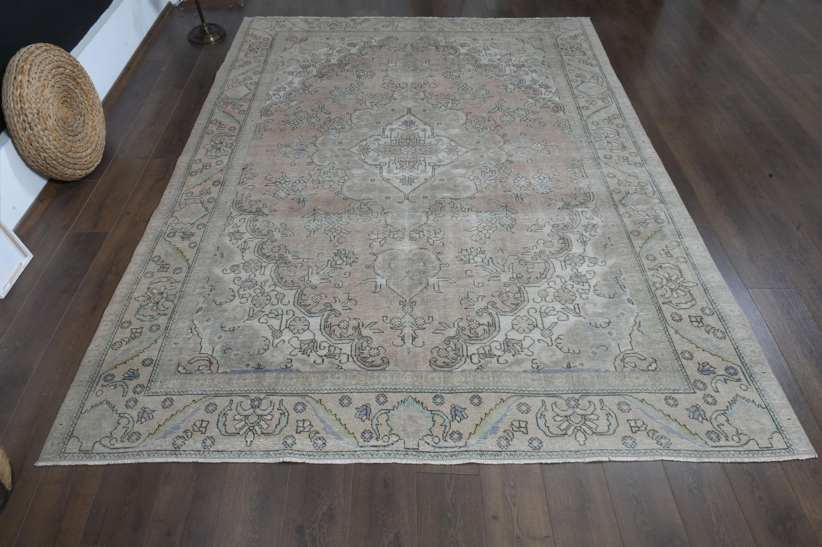 8x10'3 ft, ORANGE MINIMALIST RUG: Title: 8x10'3 ft, ORANGE MINIMALIST RUG Description: This Turkish one-of-a-kind Anatolian Vintage Rug is hand-knotted and handwoven by the most skilled artisans who use pure wool, in muted, natural