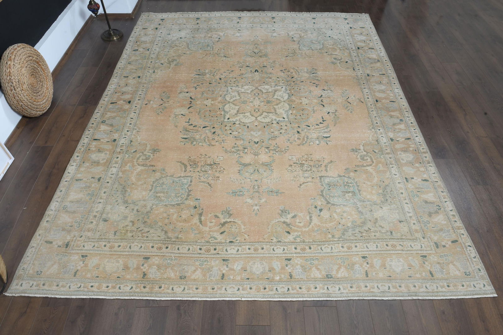 9'3x12'3 ft, OVERSIZED PERSIAN RUG: Title: 9'3x12'3 ft, OVERSIZED PERSIAN RUG Description: This Turkish one-of-a-kind Anatolian Vintage Rug is hand-knotted and handwoven by the most skilled artisans who use pure wool, in muted, natural