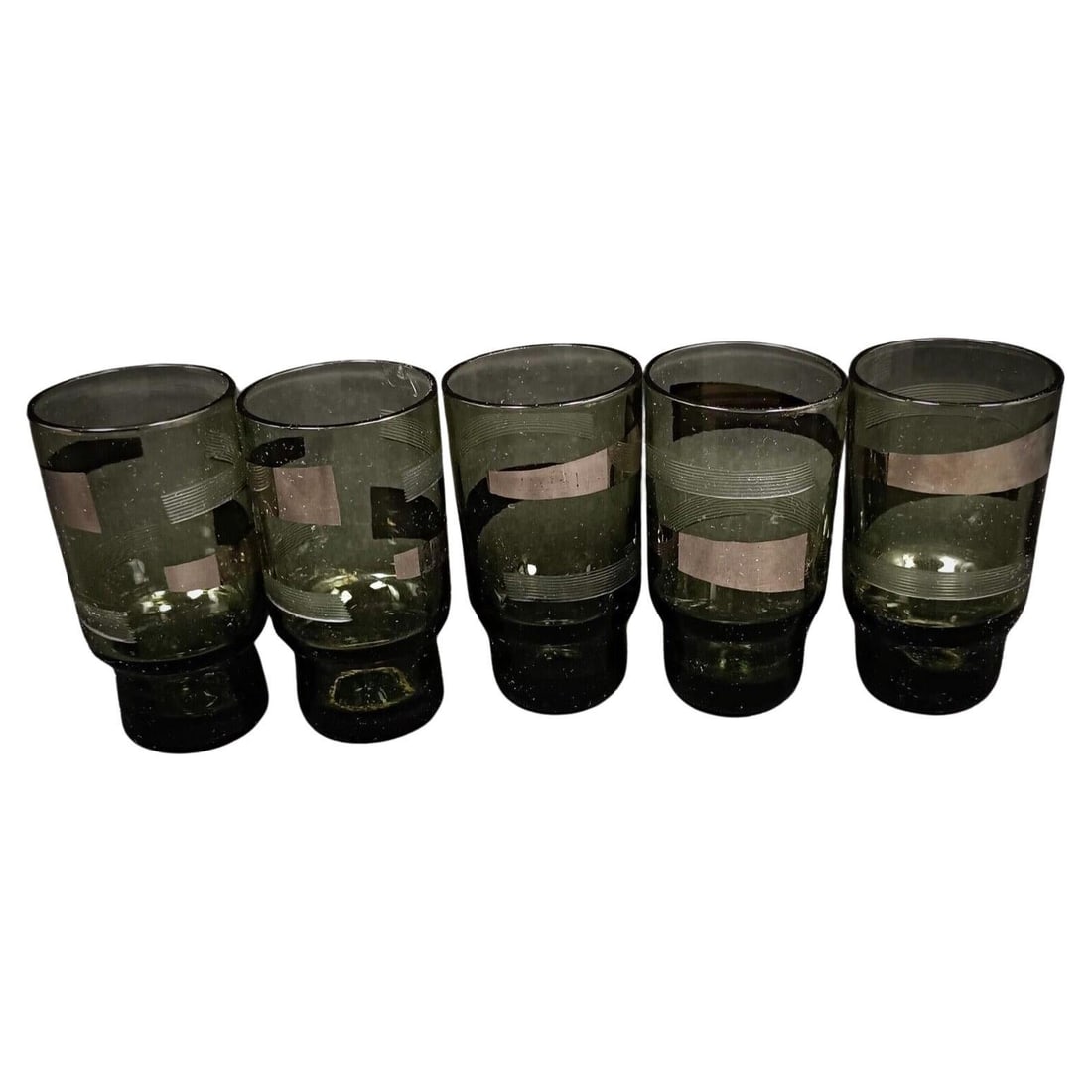 Set of 5 Green Vintage Crystal Liqueur Glasses (1 of 5)