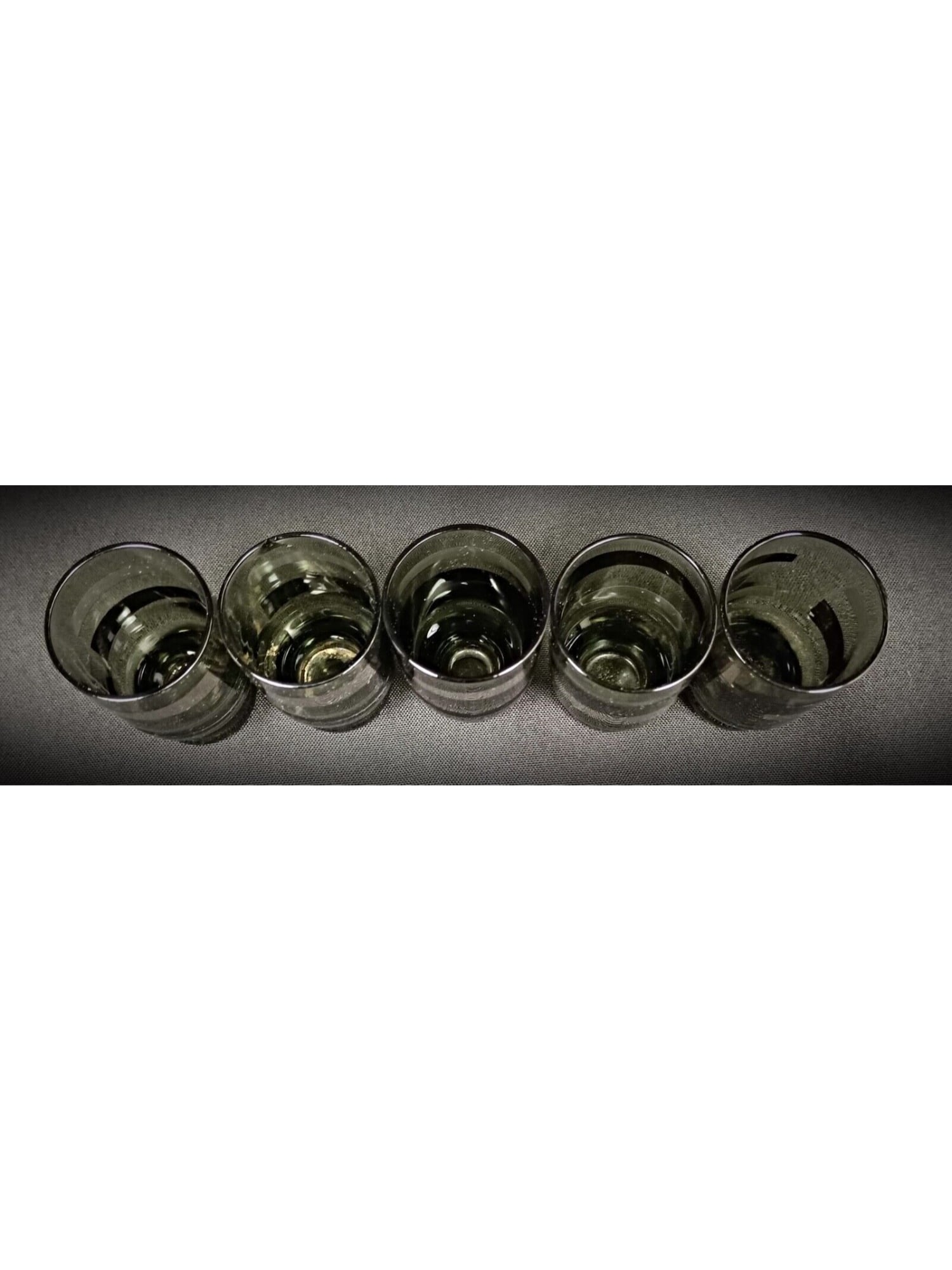 Set of 5 Green Vintage Crystal Liqueur Glasses - 3