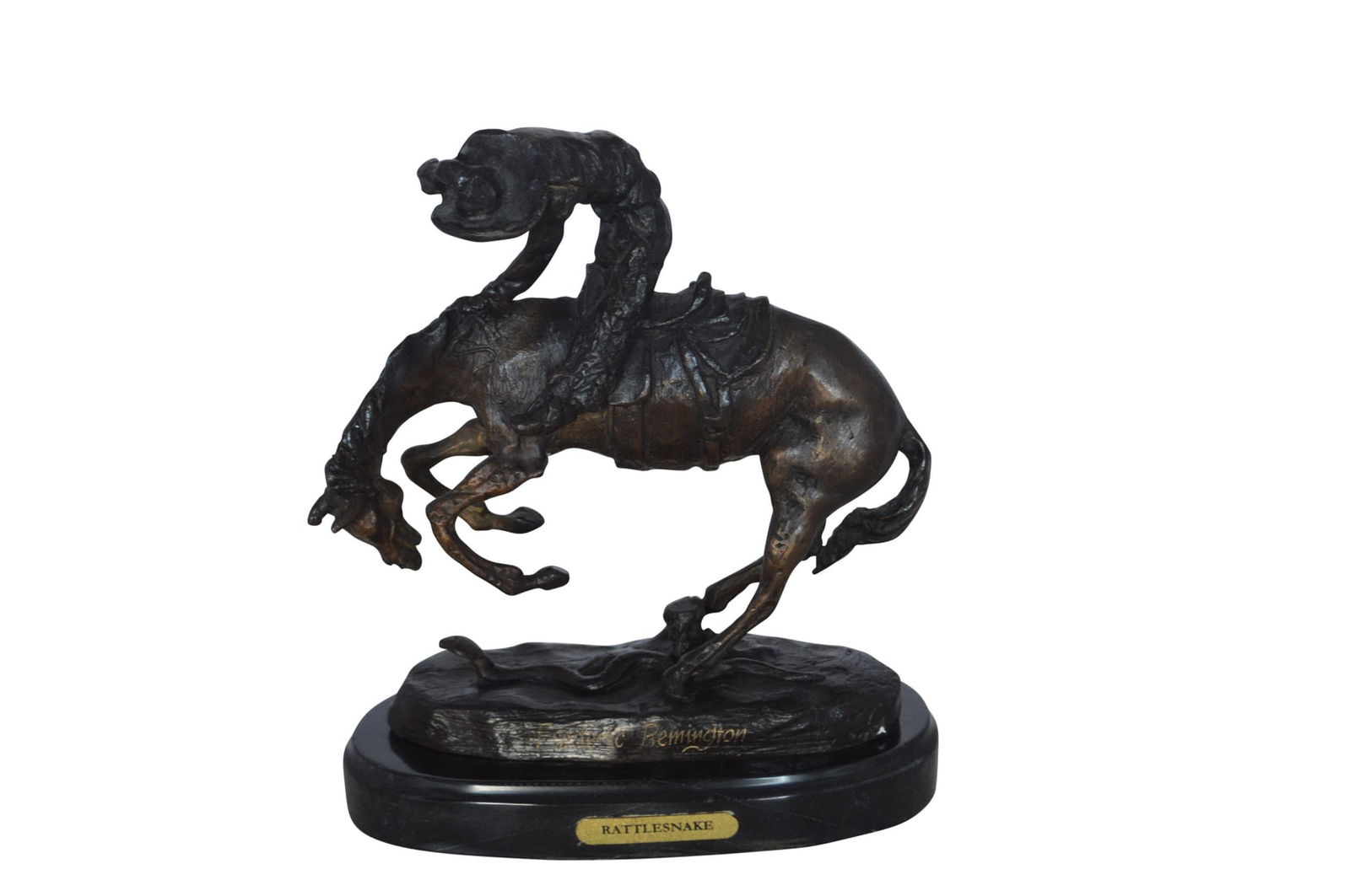 Rattlesnake by Remington Bronze Statue 12H - Size: 7"L x 3"W x 10"H. (1 of 14)
