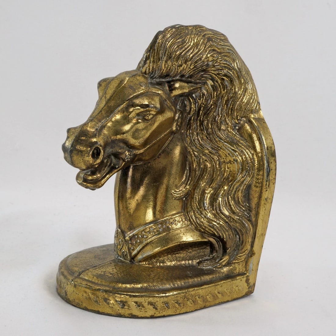Pair 1950s Goldtone Stallion Head Bookends - 10