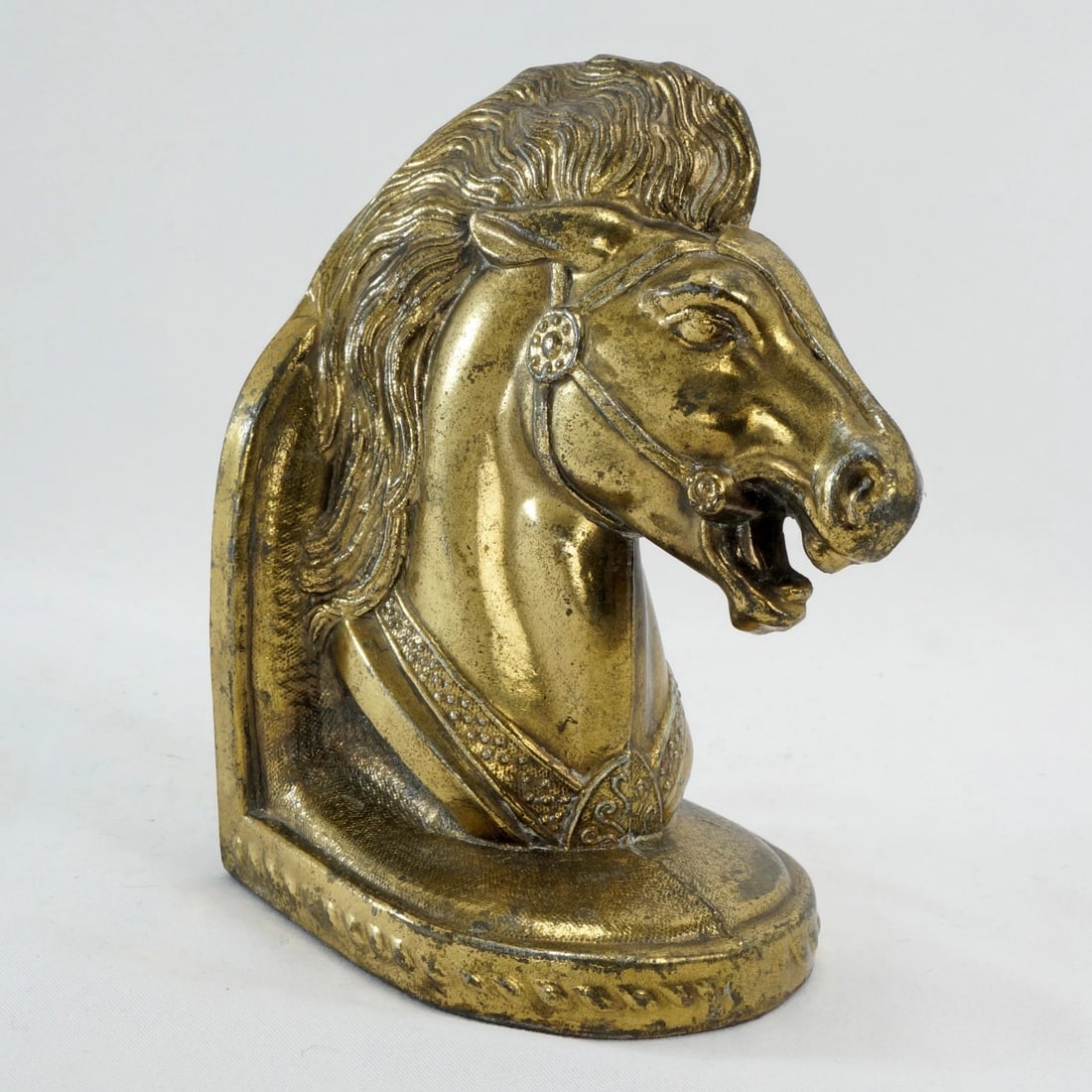 Pair 1950s Goldtone Stallion Head Bookends - 11