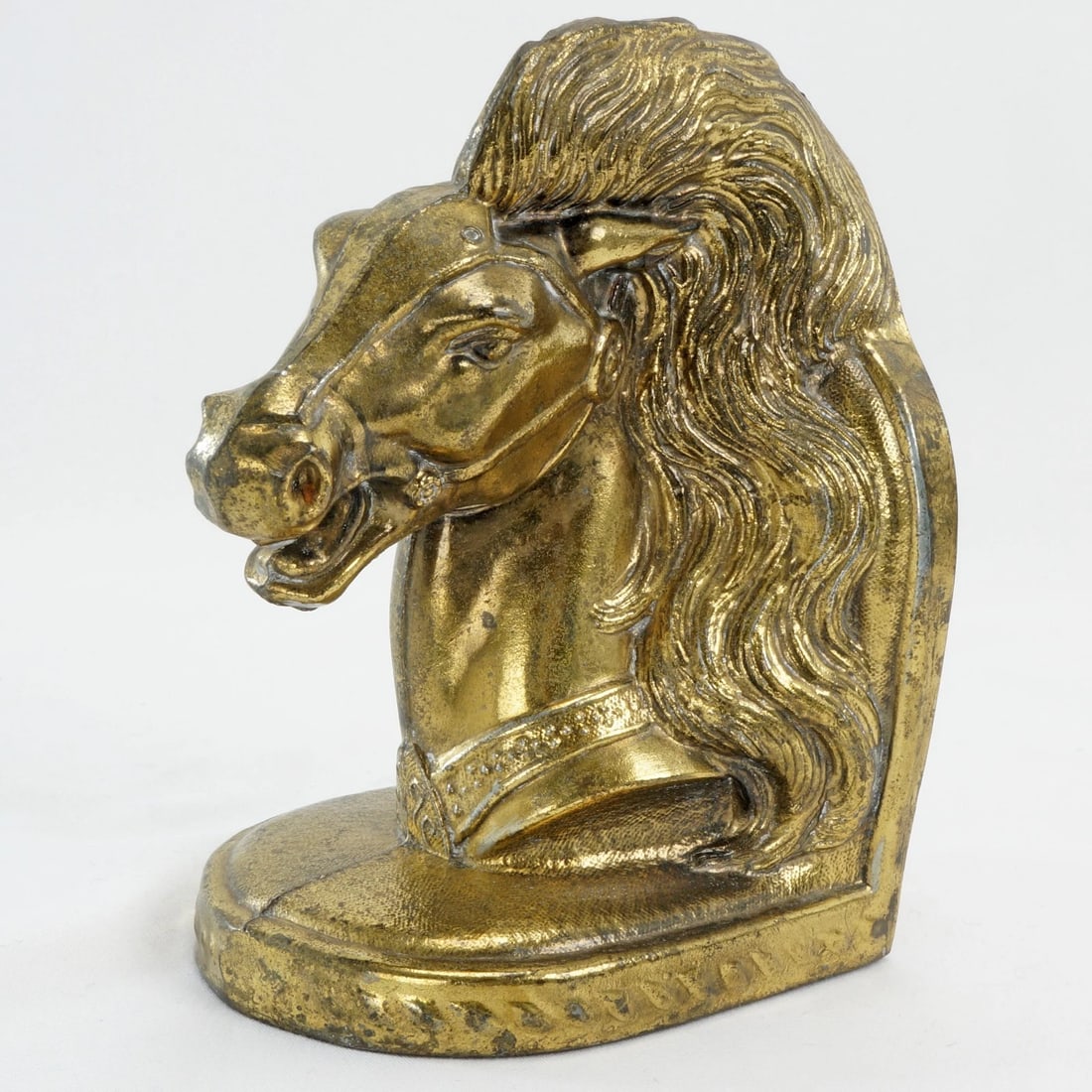 Pair 1950s Goldtone Stallion Head Bookends - 8