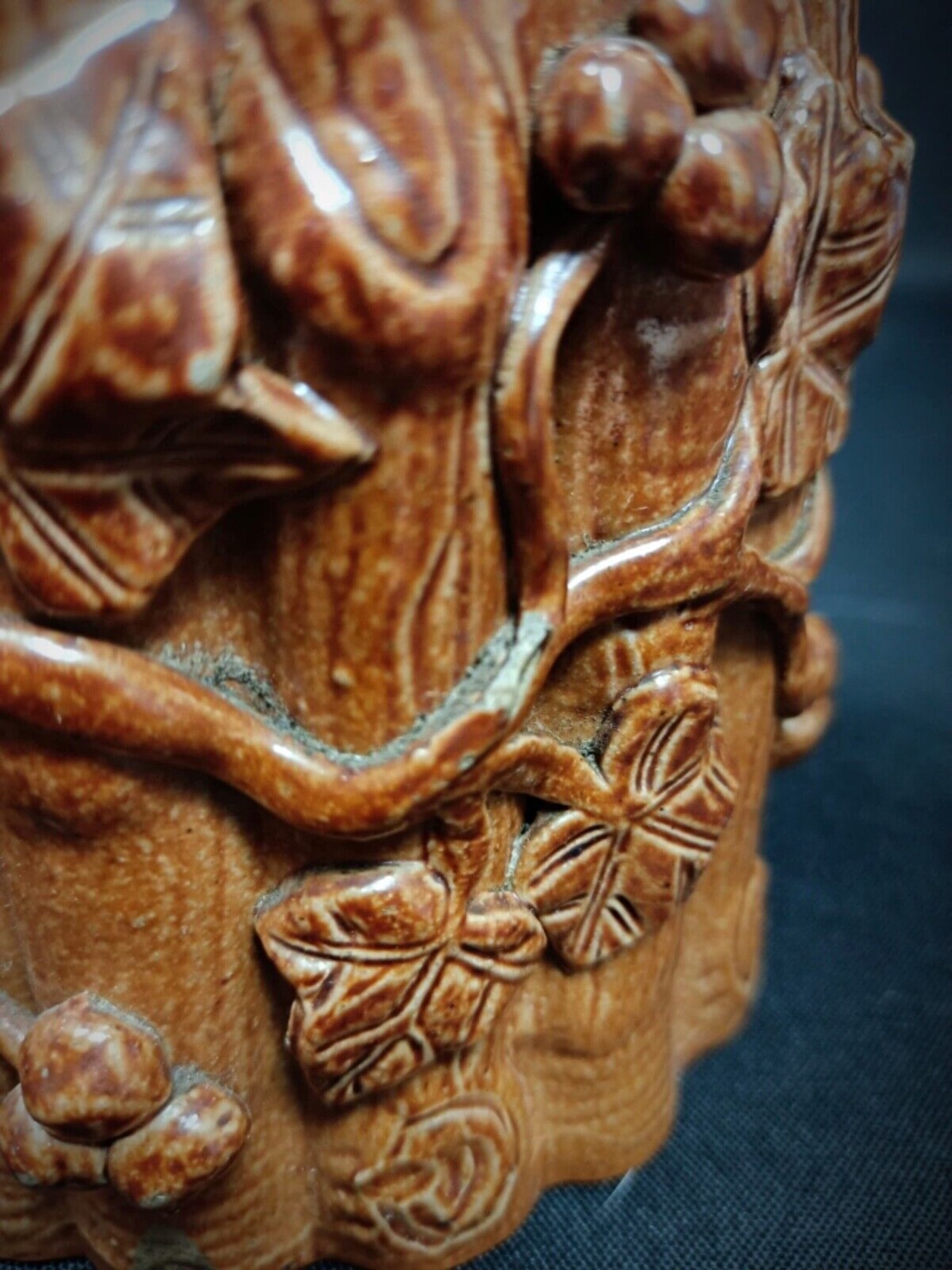 Charming Small Terra Cotta Flower Pot with Vineyard Design - 2