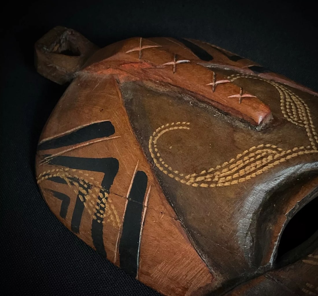 Vintage 1991 African Wooden Mask "Jambo Kenya" - 5