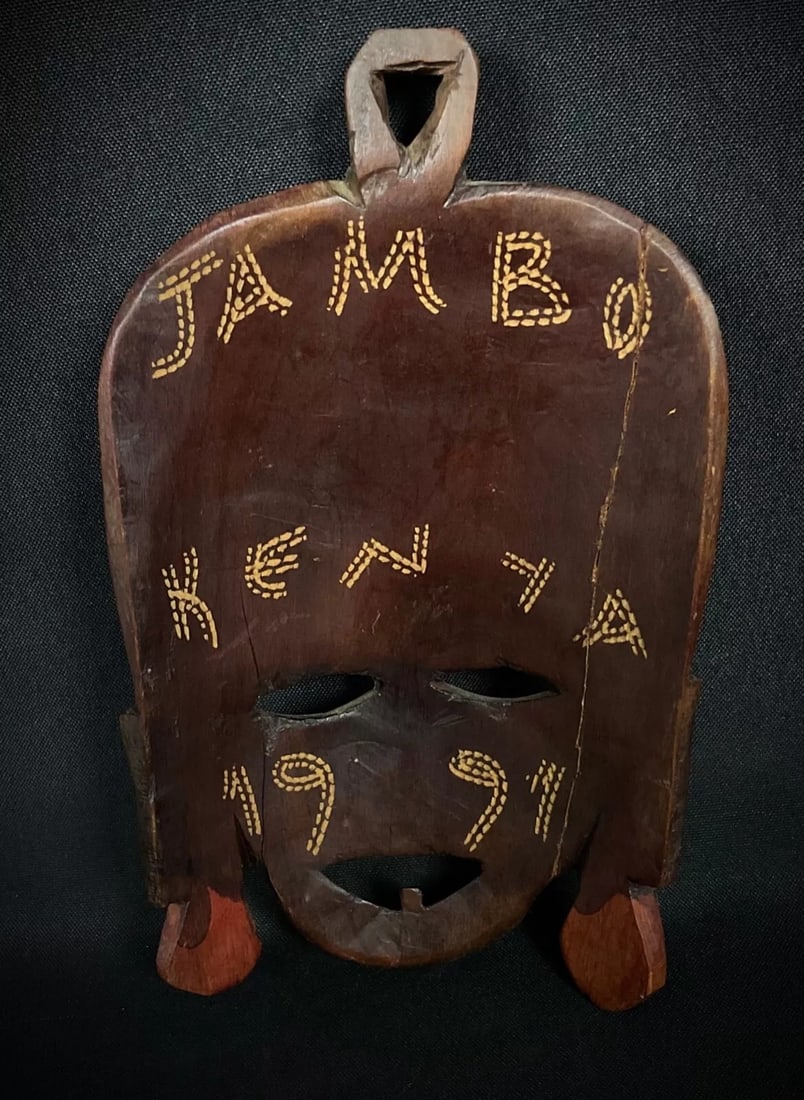 Vintage 1991 African Wooden Mask "Jambo Kenya" - 6