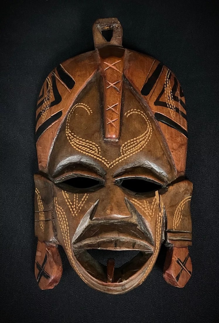 Vintage 1991 African Wooden Mask "Jambo Kenya" - 7