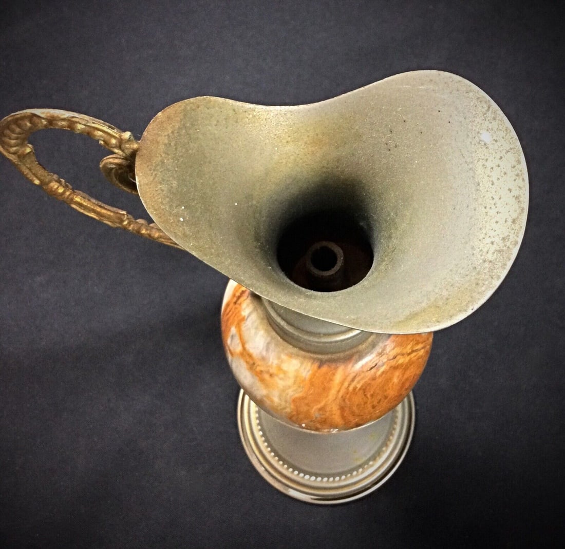 Small Marbled Onyx and Pewter Jug Vase – Elegant Decorative Piece - 8