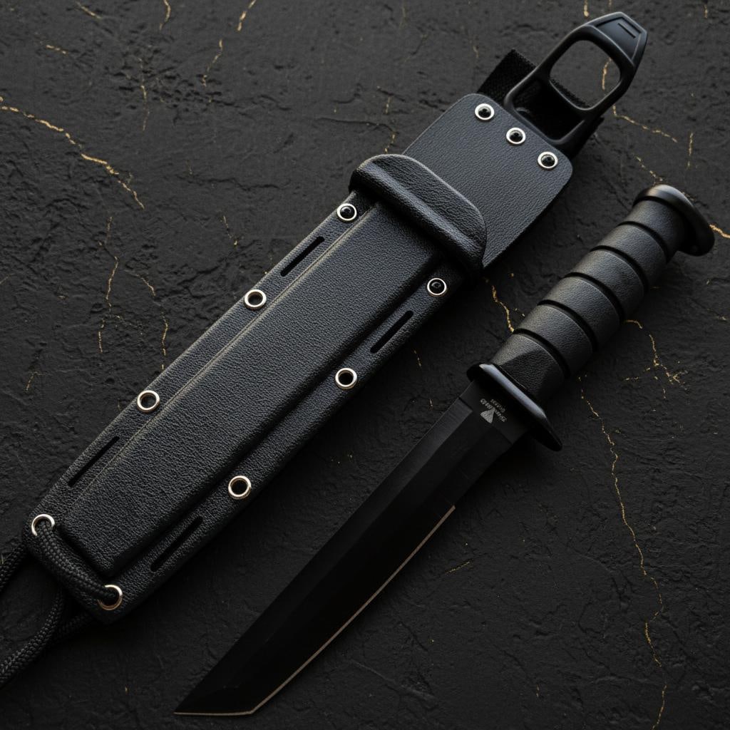 Tactical Fixed Blade Survival Knife 12-inch with Ka-Bar Style Handle & Sheath (1 of 7)