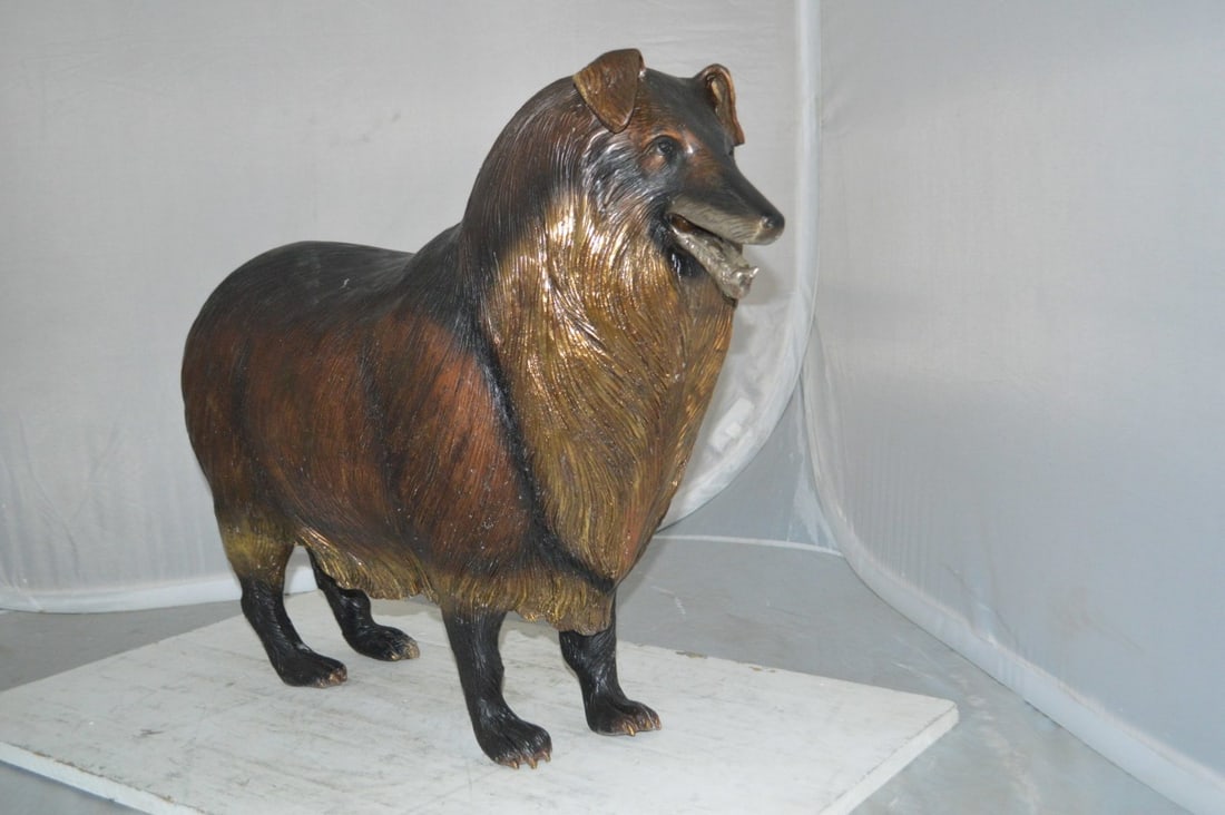 Collie Dog Bronze Statue - Size: 31"L x 9"W x 24"H. - 10