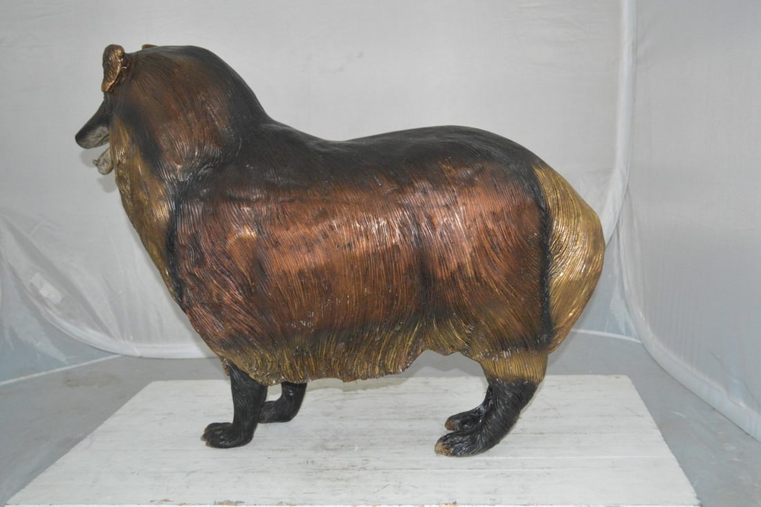 Collie Dog Bronze Statue - Size: 31"L x 9"W x 24"H. - 3