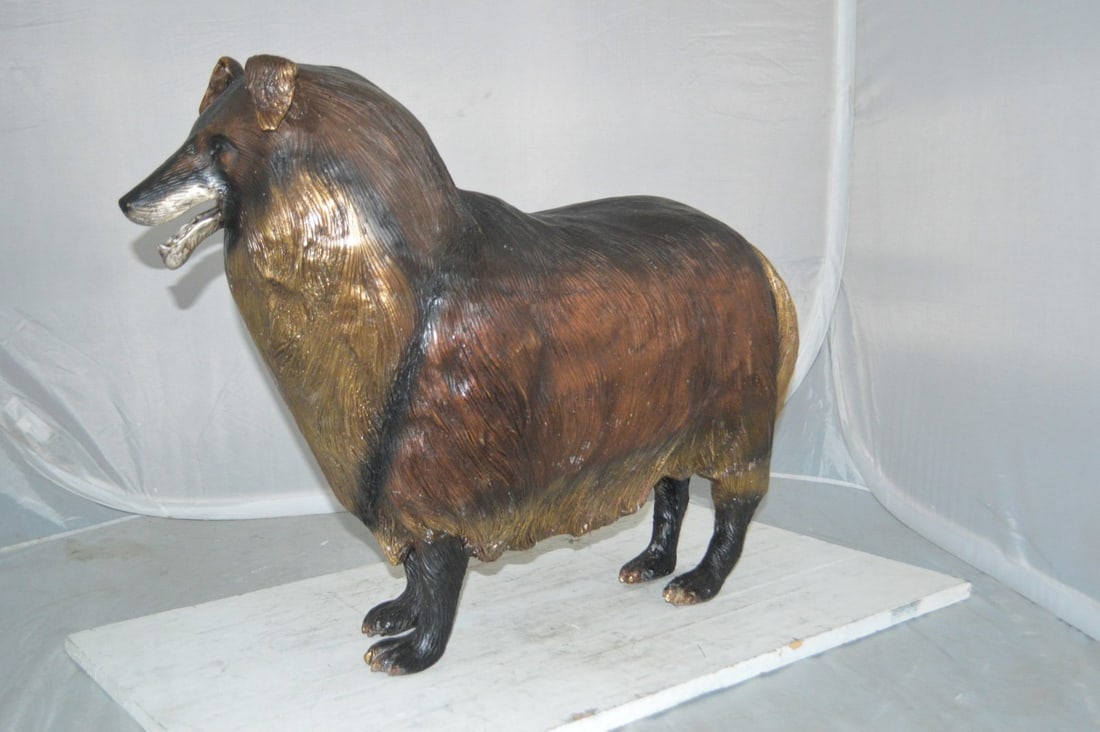 Collie Dog Bronze Statue - Size: 31"L x 9"W x 24"H. - 5