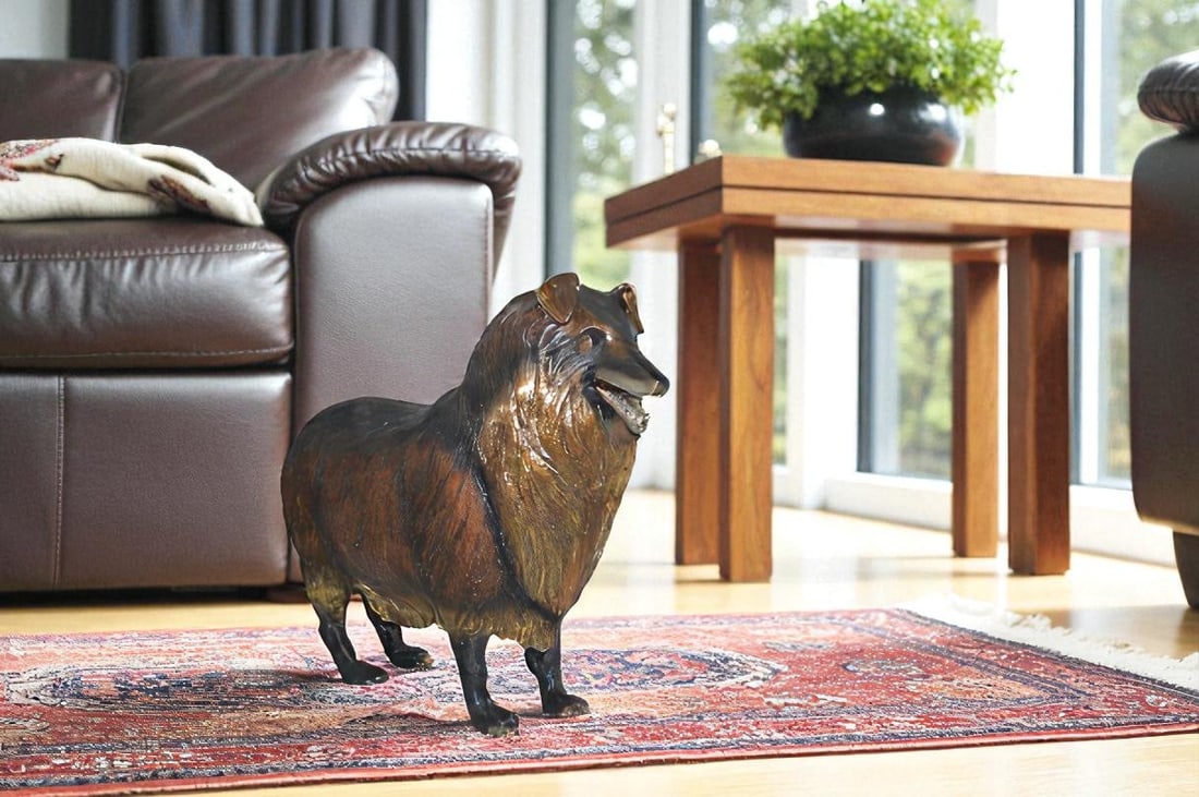 Collie Dog Bronze Statue - Size: 31"L x 9"W x 24"H. - 6