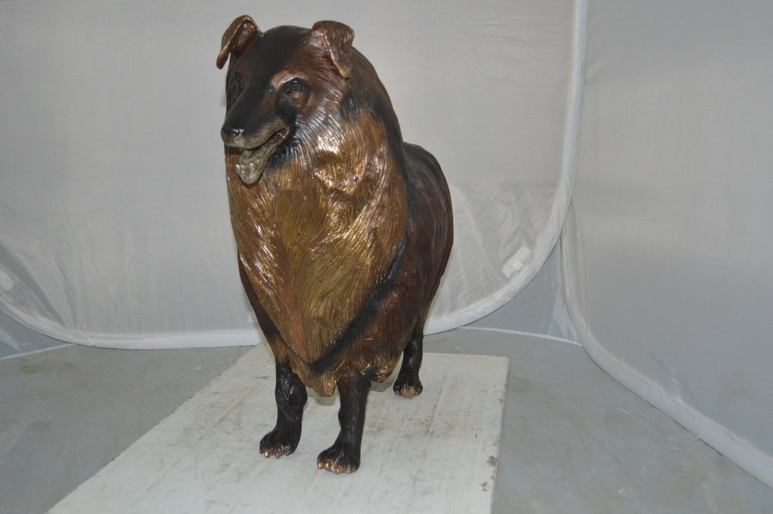 Collie Dog Bronze Statue - Size: 31"L x 9"W x 24"H. - 7