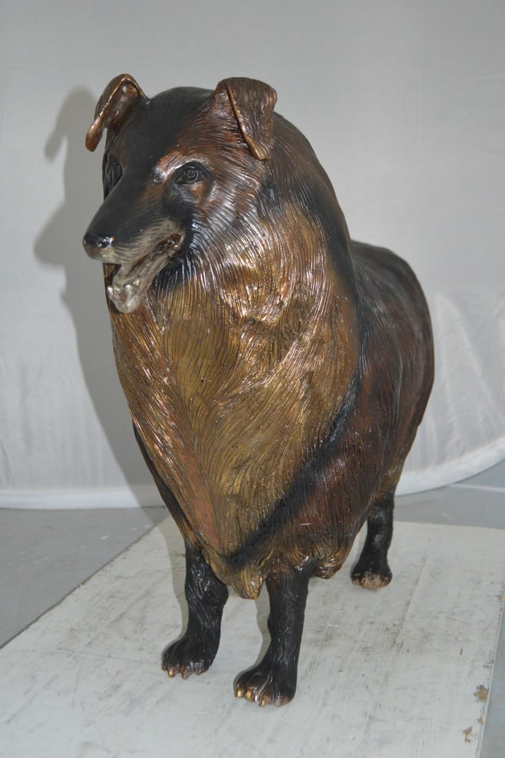 Collie Dog Bronze Statue - Size: 31"L x 9"W x 24"H. - 8