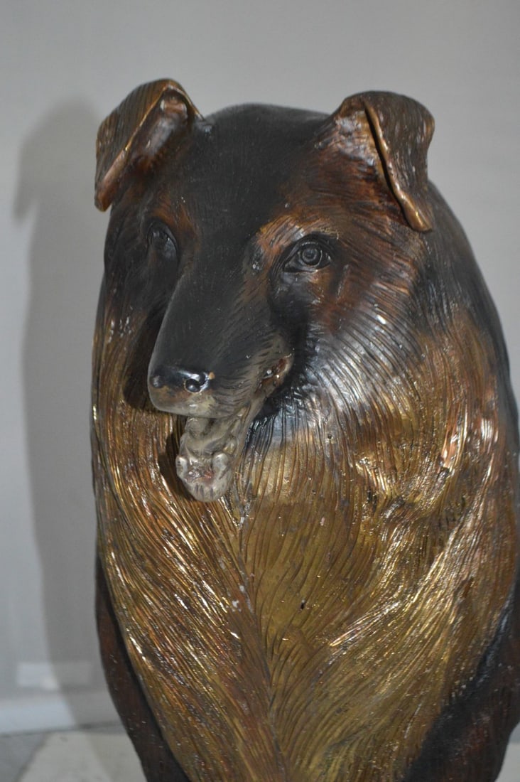 Collie Dog Bronze Statue - Size: 31"L x 9"W x 24"H. - 9