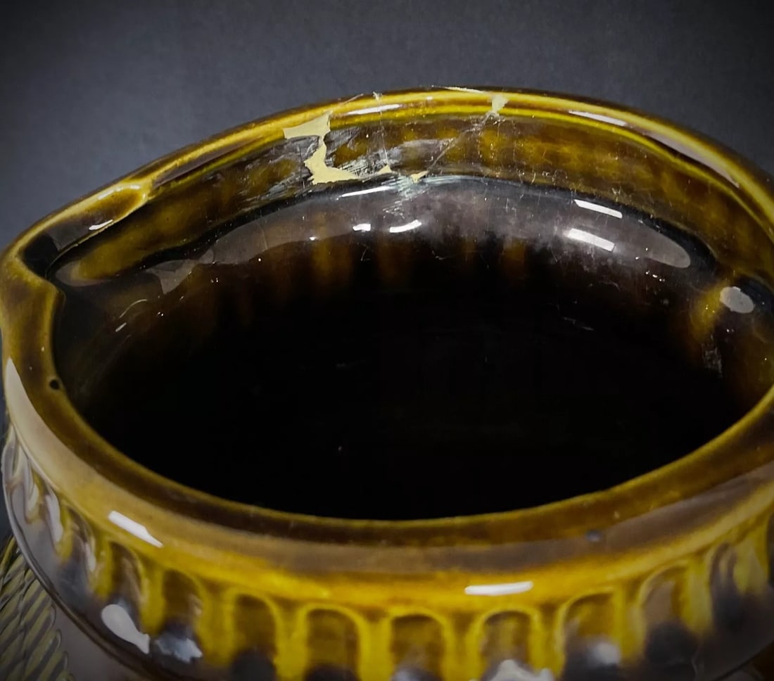 Large 1950s West Germany Crackle-Glazed Ceramic Vase/Pitcher - 11