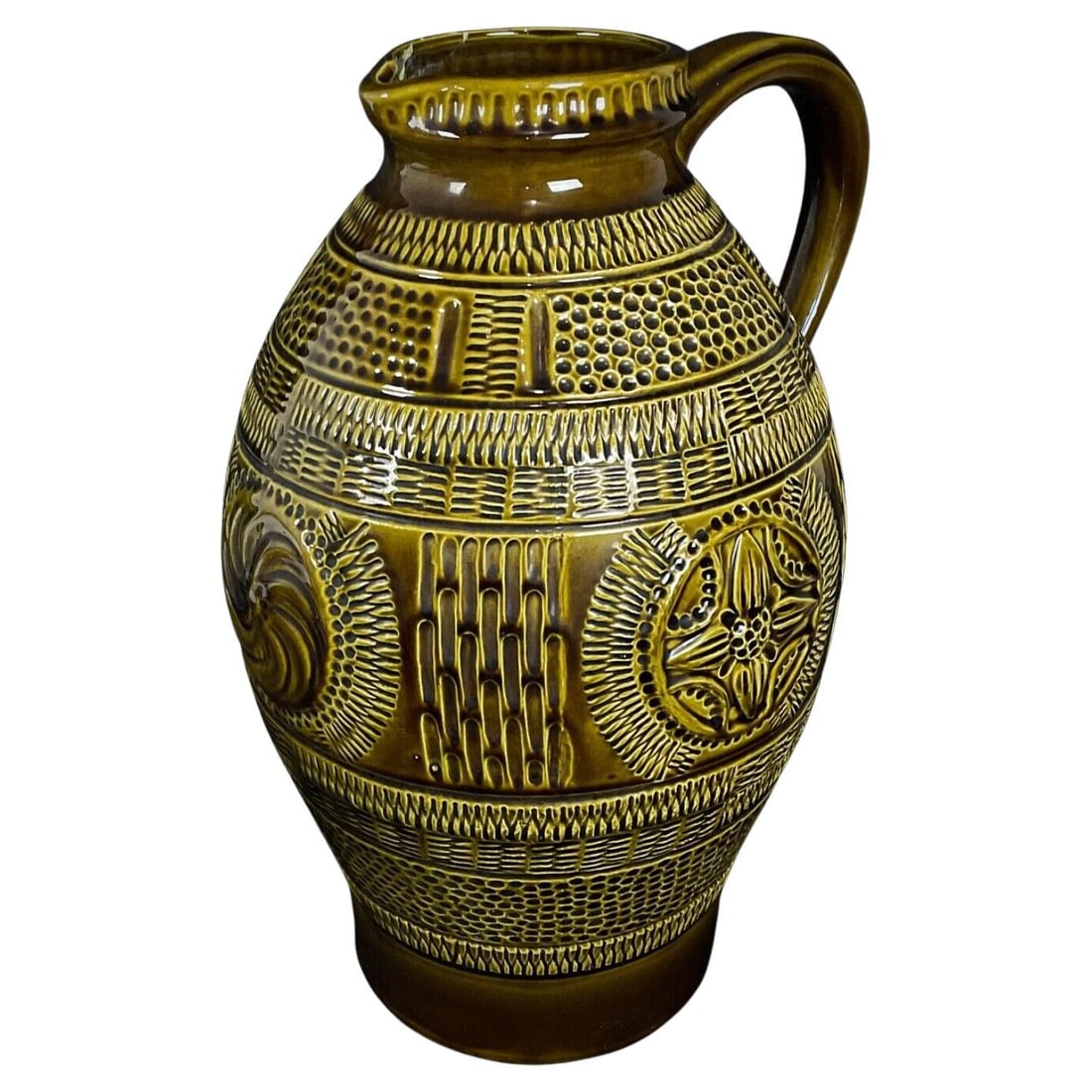 Large 1950s West Germany Crackle-Glazed Ceramic Vase/Pitcher (1 of 12)