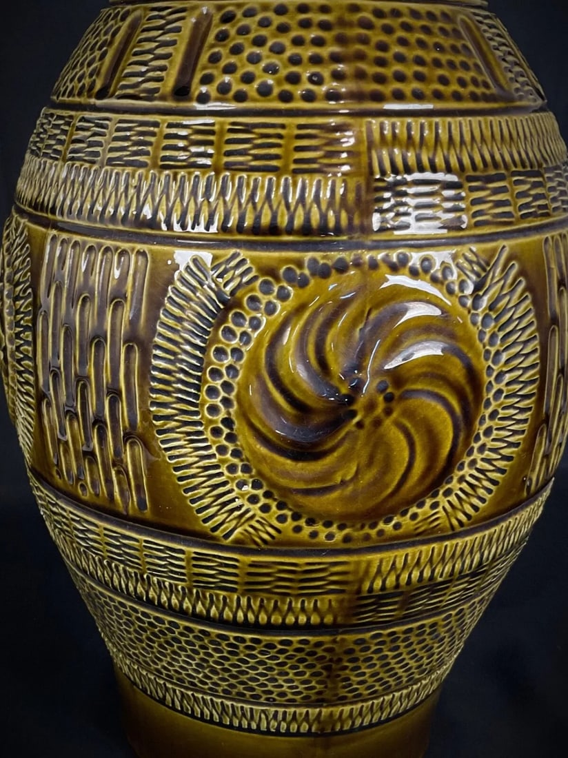 Large 1950s West Germany Crackle-Glazed Ceramic Vase/Pitcher - 5