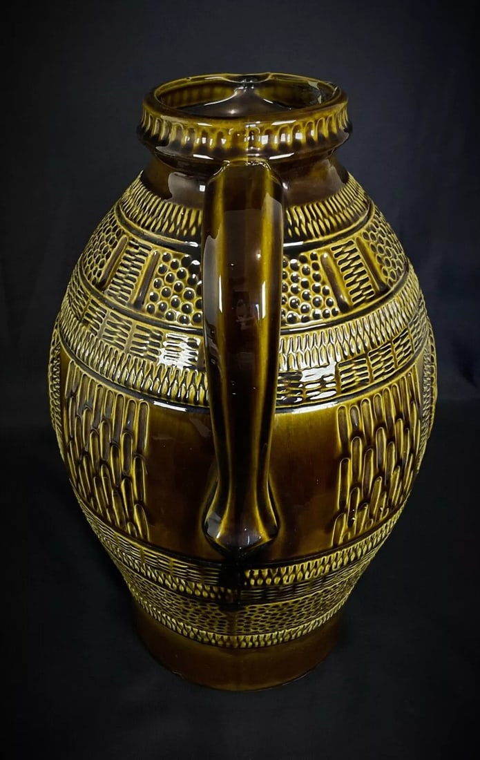 Large 1950s West Germany Crackle-Glazed Ceramic Vase/Pitcher - 7