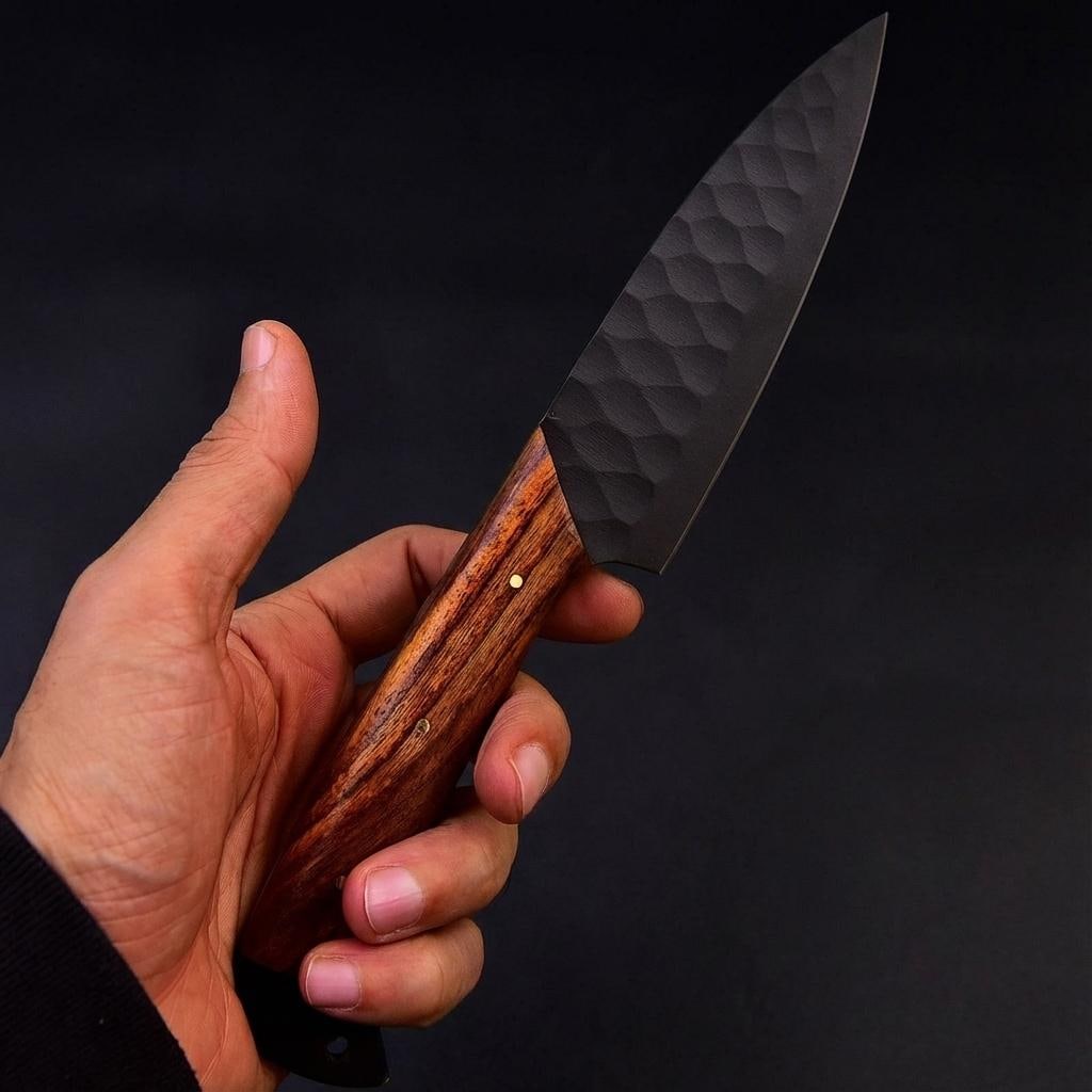 Handmade Hammered D2 Steel Chef Knife Set - 5 Piece Full Tang Kitchen Knives - 5