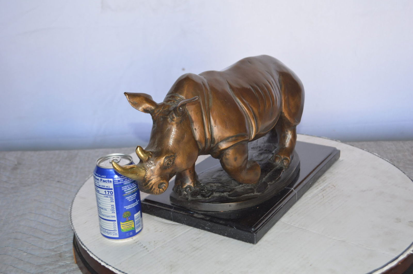 Rhino Bronze Statue Mounted on a Marble Base - Size: 21"L x 9"W x 10"H. - 4