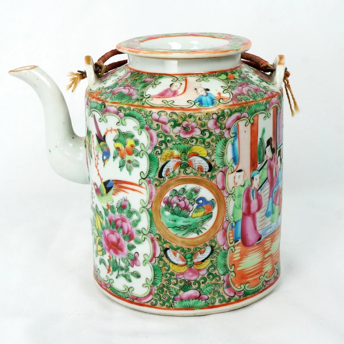 Chinese Mid-19th C Rose Mandarin Teapot - 2
