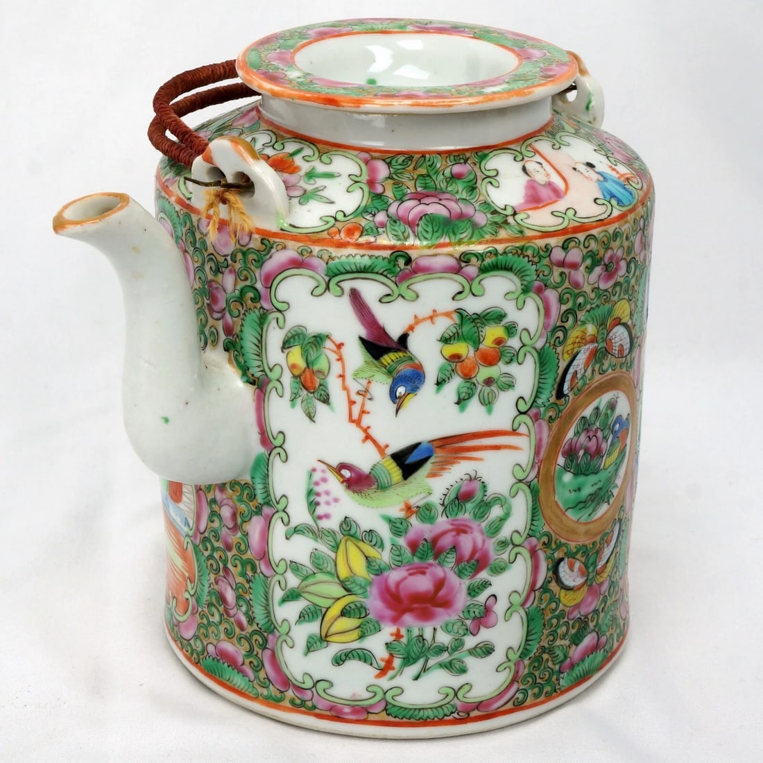 Chinese Mid-19th C Rose Mandarin Teapot - 4
