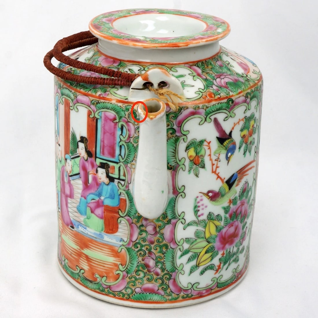 Chinese Mid-19th C Rose Mandarin Teapot - 5